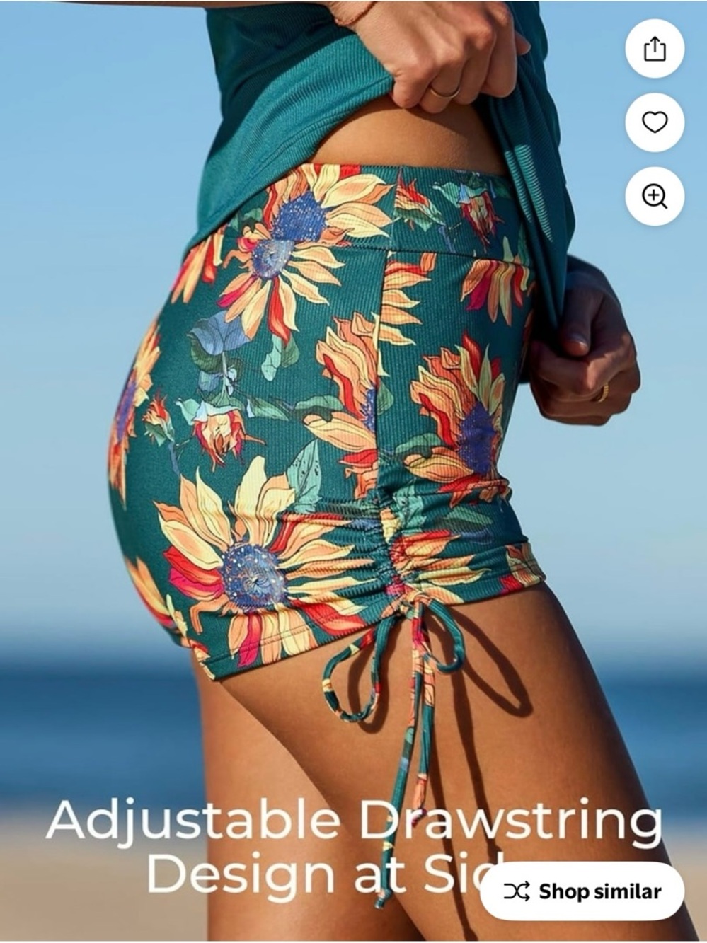 Teal Ribbed Notch-tankini - Picture 6 of 12